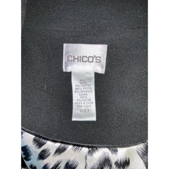 Chico's Black - Animal-Print Lined Blazer/Jacket size 1 Medium - Picture 3 of 5
